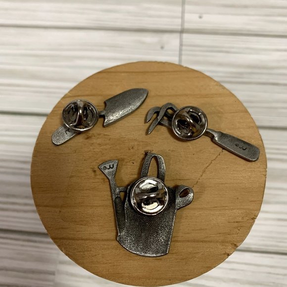 Vintage JJ Pewter Gardening Pin 3 Piece Set - Picture 3 of 6